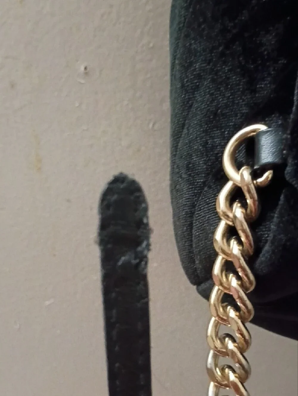 Victoria's Secret Black Velvet Women’s Backpack with Gold Chain Accent